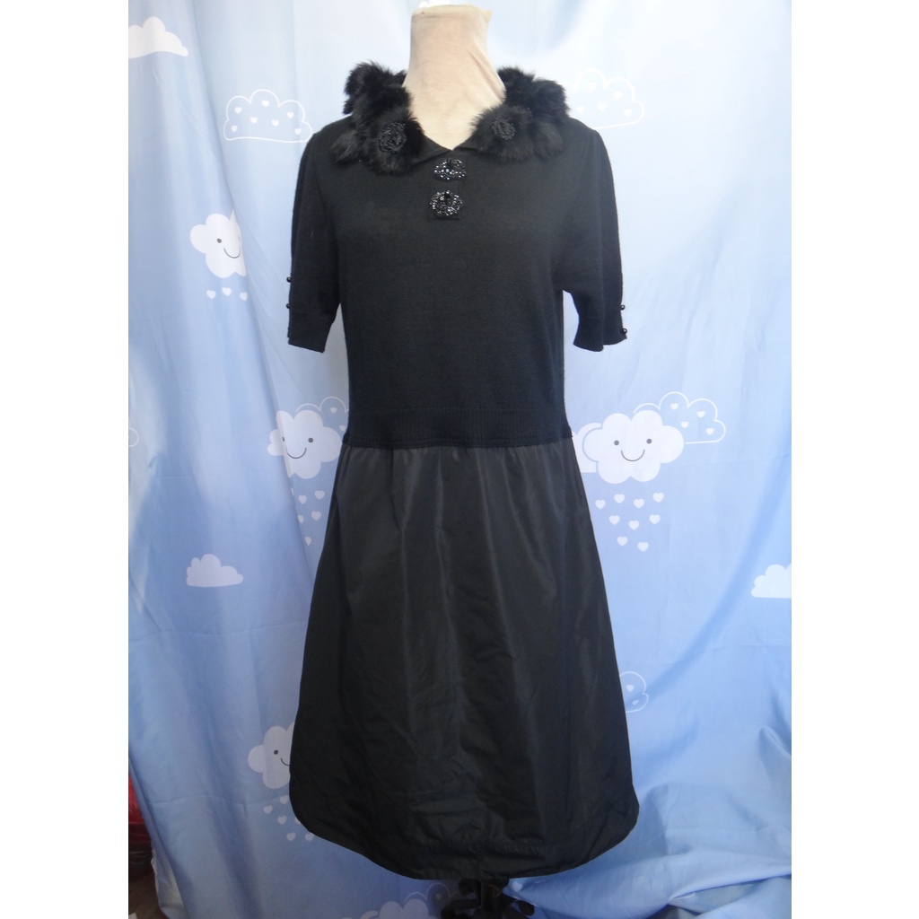 正品 FASHION SHOW 流行秀 黑色 異材質洋裝 size: 40
