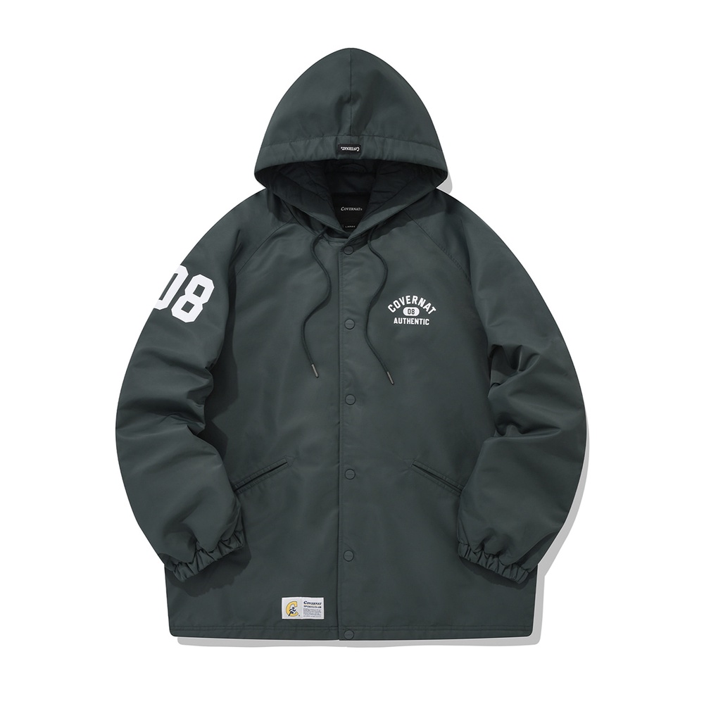 【吉米.tw】韓國代購 COVERNAT 數字 連帽 教練外套 夾克 綠色 Oct+