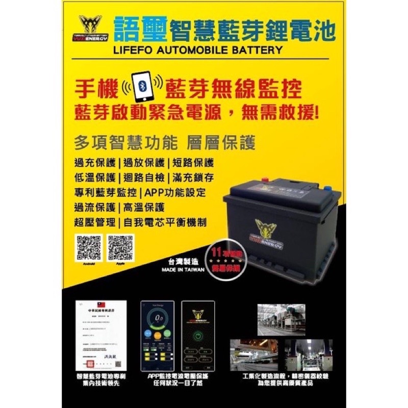 YUXI ENERGY 語璽智慧鋰電池 汽車電瓶 台灣公司貨