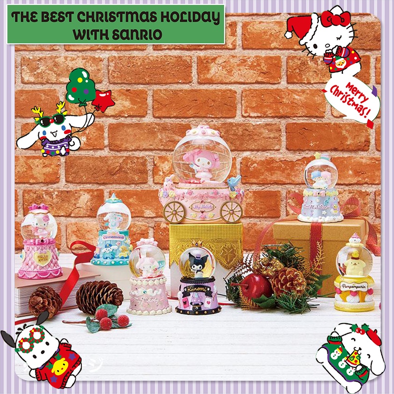 日本進口 三麗鷗正版 聖誕限定 雪花球 水晶球 kitty 美樂蒂 布丁狗 雙子星 大耳狗 庫洛米 大眼蛙 禮物 收藏