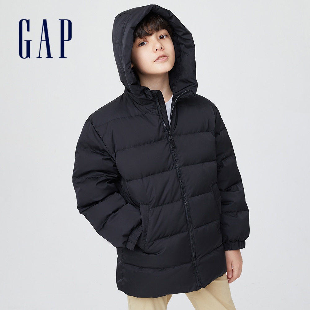 Gap 兒童裝 Logo保暖連帽羽絨外套(2-14歲) 大絨朵羽絨系列-黑色(400228)