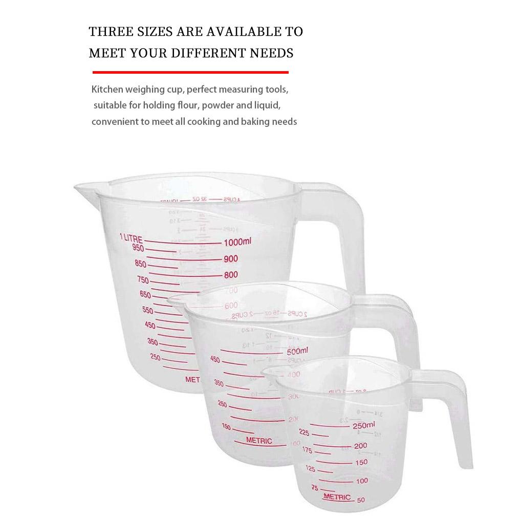 1/2/3/5 量杯便攜式專業可重複使用可水洗透明杯廚房餐廳實驗室工具 250ML