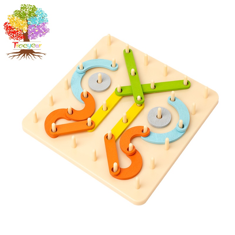 【樹年】蒙氏木製百變創意釘板拼圖 幼兒童益智幾何形狀配對拼版早教玩具