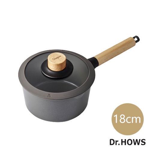 【Dr.Hows】鑄鋁單柄湯鍋｜18cm-炭黑