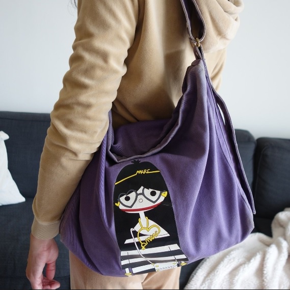 歲末 特價二手名牌包 美國品牌MARC by MARC JACOBS 個性紫色醜娃肩背包 帆布包 美國購入 包包