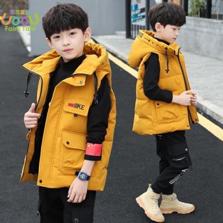 男童裝 兒童馬甲背心 兒童鋪棉背心 男童馬甲秋冬裝中大童4-6-8-10歲洋氣坎肩馬夾連帽羽絨棉馬甲背心