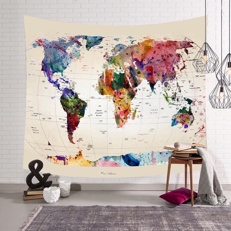 抽象世界地圖掛畫 掛布 掛毯 裝飾房間的好夥伴
