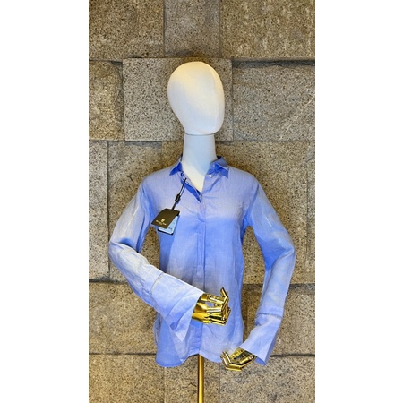 A0102 原價2250出清1125 Massimo Dutti 亞麻藍色長袖襯衫（全新）（吊牌未拆）