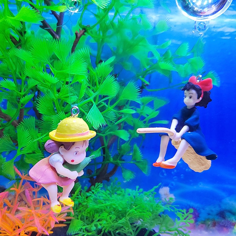 魚缸裝飾品|魚缸造景|水族箱造景|裝飾品| 懸浮宮崎駿魔女琪琪漂浮潛水員裝飾小擺件魚缸造景海底世界裝飾品