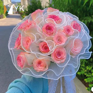熱銷🔥 花束包裝紗浪花紗白色珍珠 波浪紗 發光鮮花紗網黑色花束 網紗 花藝 包裝紙 材料