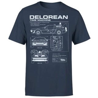 科幻電影回到未來的 DeLorean 男士百分百純棉圓領短袖T恤