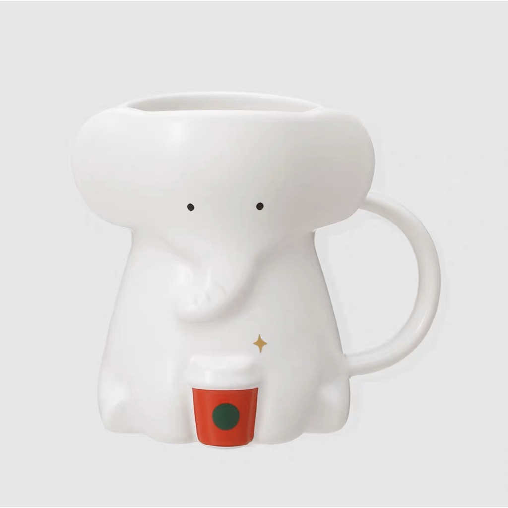 Starbucks官方正品！日本星巴克杯子2022聖誕節大象造型馬克杯陶瓷果汁珍奶茶奶昔茶水咖啡杯296ml