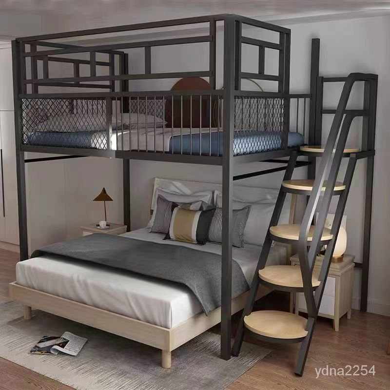 【雙層床鋪】山姆傢具 上下床鐵架床高架床加厚閣樓床上鋪懸空 上下舖床架 高架床 雙人床架 雙層床 雙人床  上下床 床架