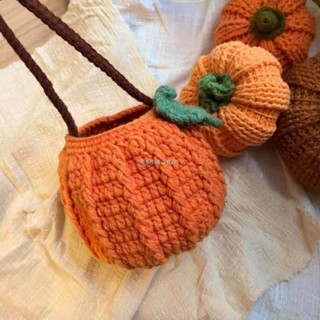 手作包包 DIY鉤針編織包包 DIY手工包包 萬聖節南瓜手提包 毛線鉤針手工diy編織材料包