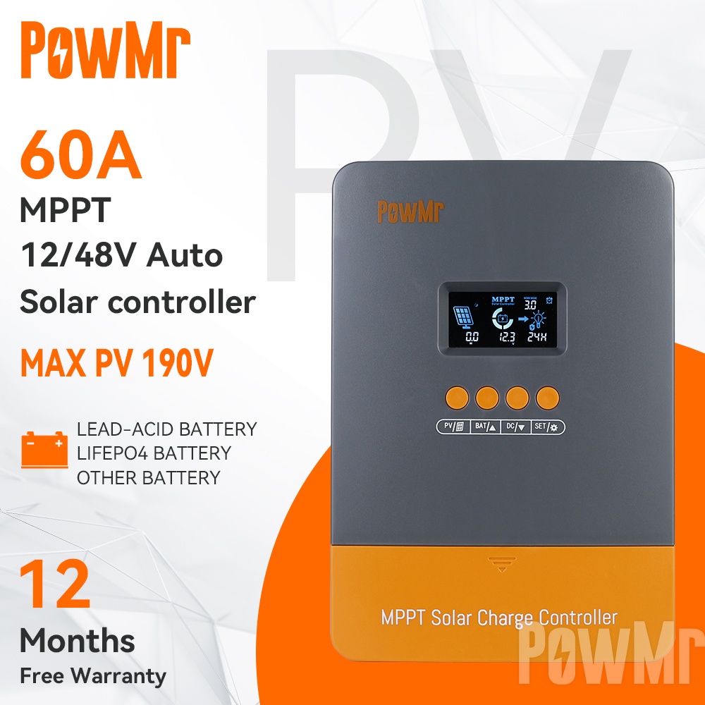 【特價】PowMr MPPT 60A 太陽能充電控制器 12V/24V/36V/48V 自动识别 带背光液晶显示屏
