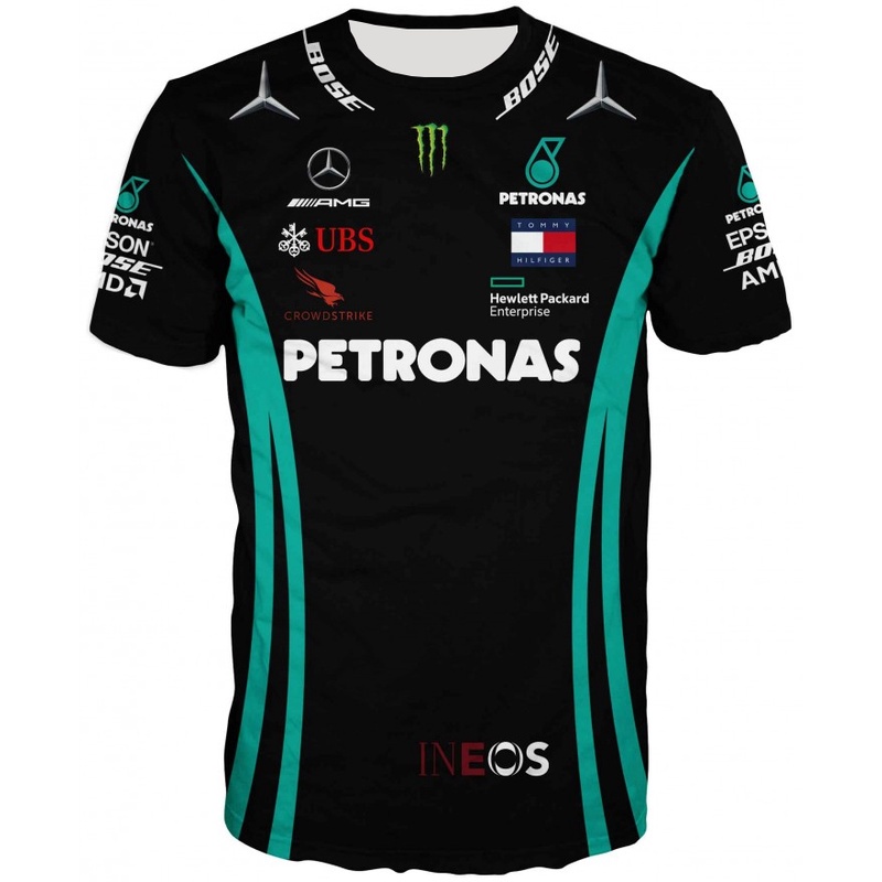 F1跨境新款賓士車隊賽車服的男式短袖襯衫Keto 賽季皮特羅納賽車運動上衣
