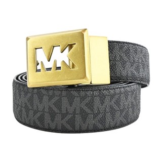 MICHAEL KORS 金釦鏤空LOGO滿版PVC雙麵皮帶-黑｜100%原廠真品｜JS Maxx官方旗艦館