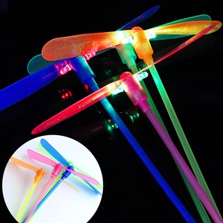[隨機顏色] 經典兒童竹蜻蜓玩具 / LED 螺旋槳發光飛行風扇玩具 / 手擦蜻蜓飛行玩具