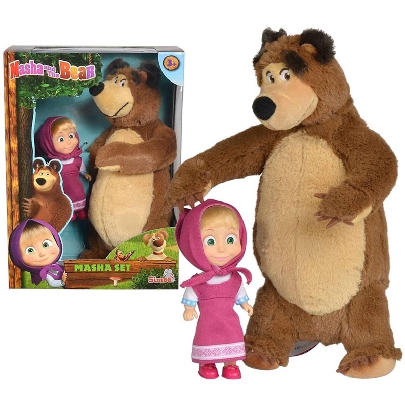 正版授權瑪莎與熊玩偶組 兒童玩偶 瑪莎與熊公仔 絨毛玩偶 瑪莎絨毛玩偶 聖誕禮物