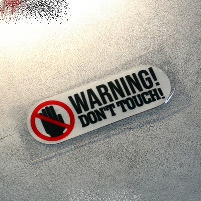 白色 Warning Dont touch 危險 別碰 警示 汽車 機車 反光 防水 車貼 貼紙