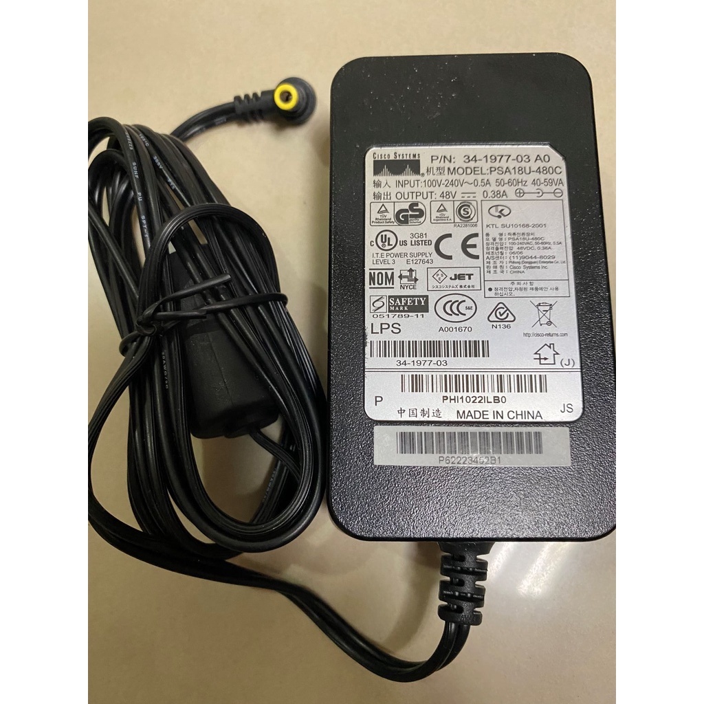 CISCO PSA18U-480C 48V 0.38A 變壓器