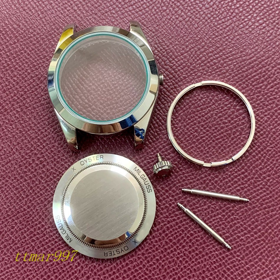 手錶配件~手錶不鏽鋼錶殼39mm藍寶石玻璃裝配3135自動機芯改裝配件watch