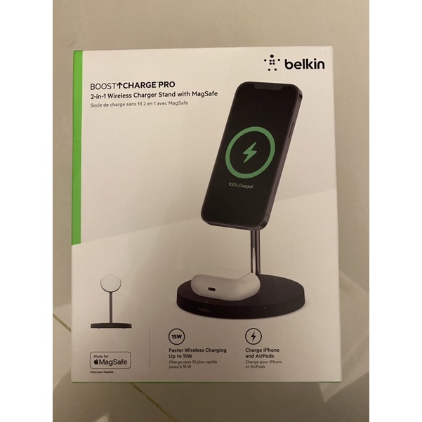 Belkin BOOST↑CHARGE™ PRO 二合一無線充電器 黑色立架，支援 MagSafe