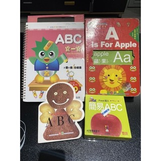 二手 認識ABC(ABC寫一寫白板書+幼福寶寶造型書ABC+幼褔ABC字母表+Food超人簡易ABC字母卡）共4本