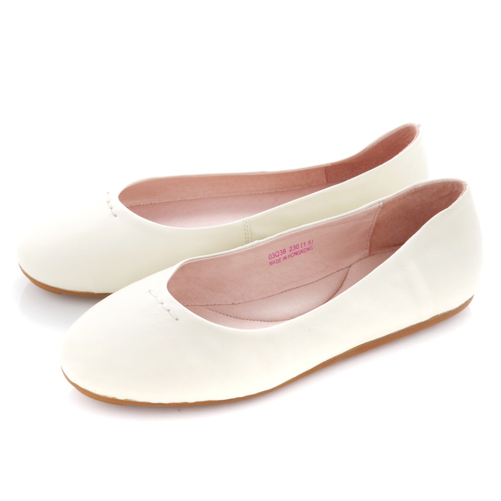 selly 沙粒 NG-柔軟綿羊皮豆豆底娃娃鞋-米白40號-NG120