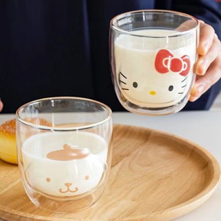 HelloKitty雙層玻璃杯 耐熱玻璃杯 雙層杯 咖啡杯 茶杯馬克杯 透明杯子 玻璃水杯 水杯玻璃杯 隔熱杯 杯子