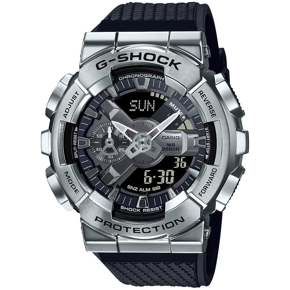 【聊聊甜甜價】CASIO G-SHOCK 時尚金屬雙顯腕錶 GM-110-1A