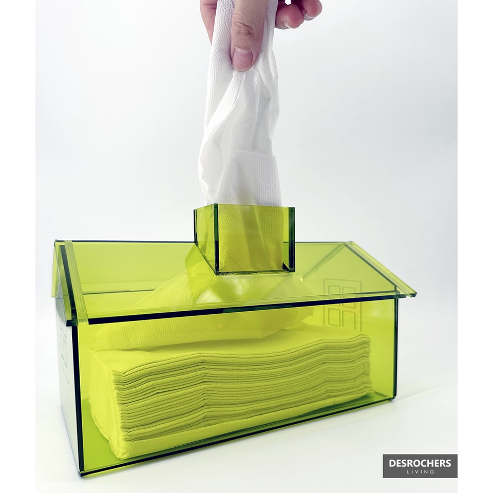Desrochers｜壓克力面紙盒 抽取盒 造型面紙盒 房子煙囪面紙盒 日本設計 亮綠 亮橘 亮黑 可愛現代風