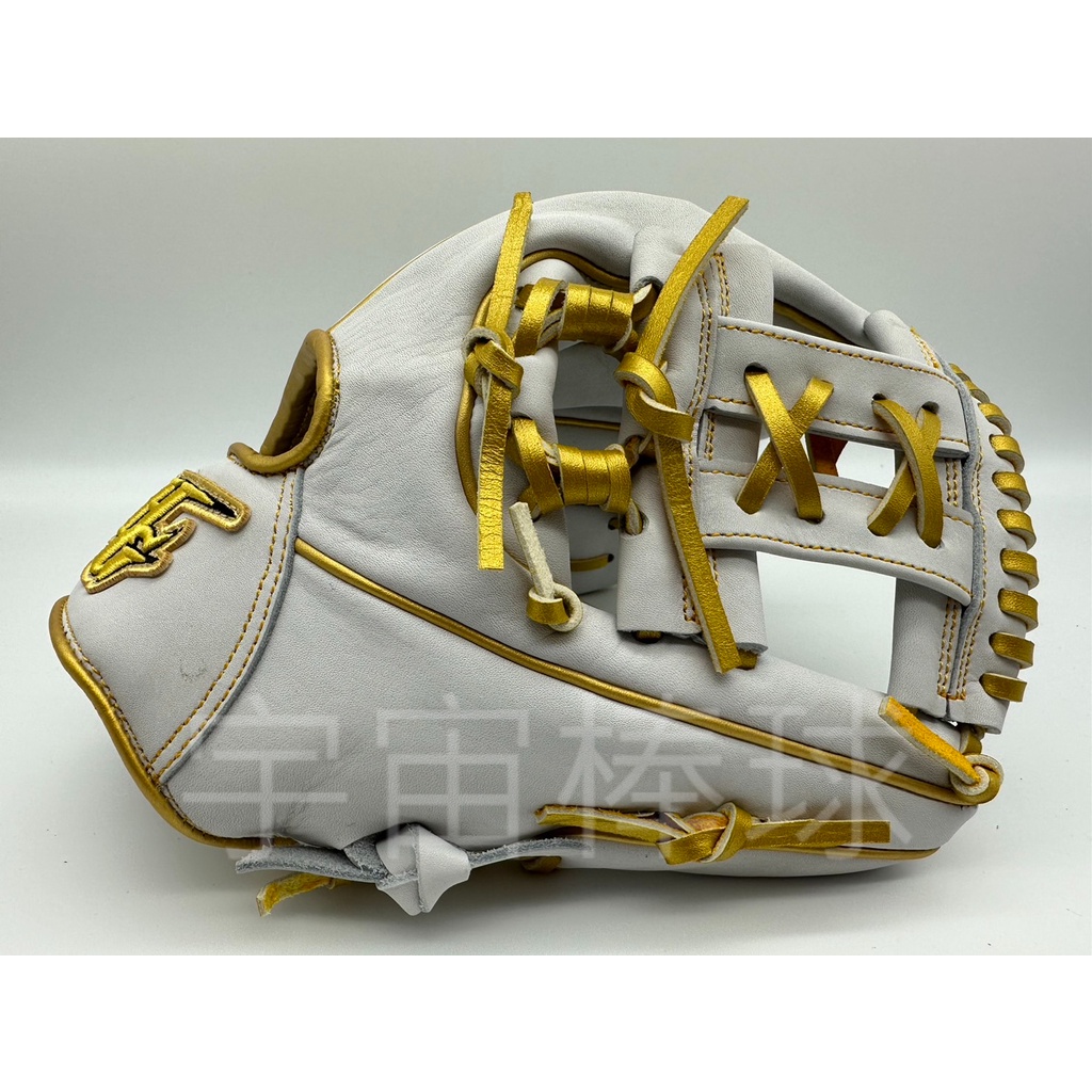 ※宇宙棒球※HI-GOLD 特殊訂製版 11.5吋 棒壘球手套 內野工字 雙夾條 獨家HG金標 白/金