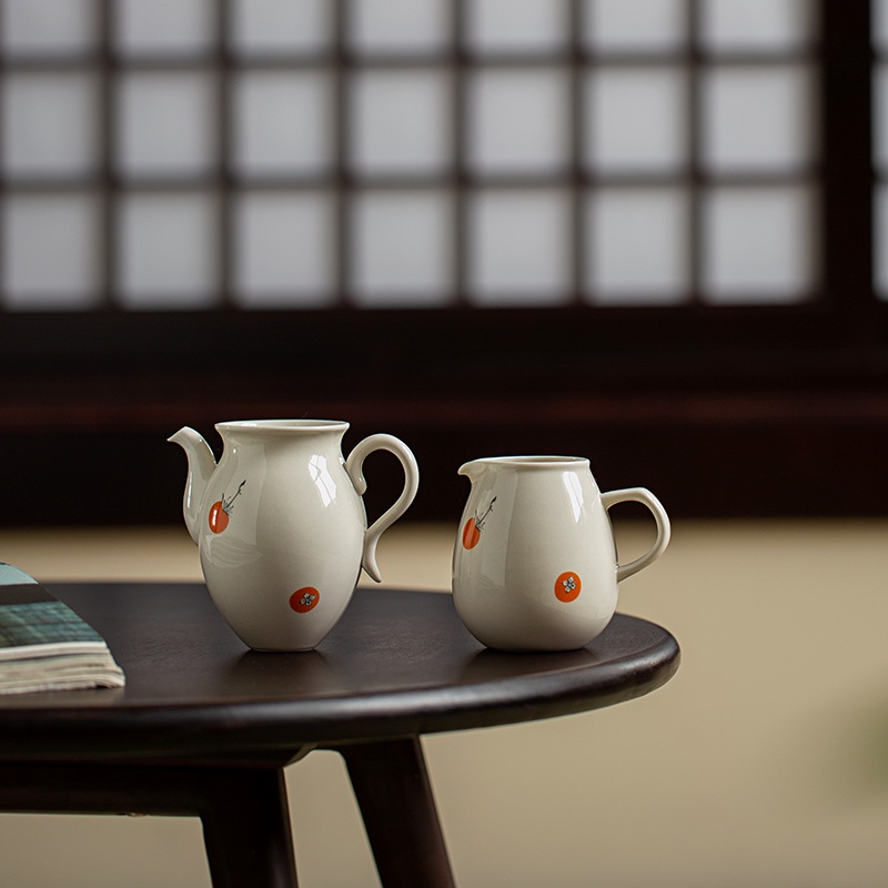 草木灰公道杯 【化雲】日式陶瓷創意釉上彩分茶器帶把茶海功夫茶具【柿柿如意】