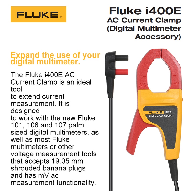 FLUKE I400e福祿克交流電流鉗可搭配萬用表示波器新款i400e 400A電流香蕉夾