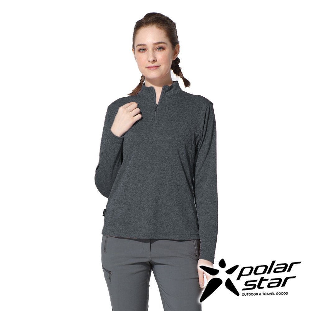 【PolarStar】女 保暖立領長袖衣『暗灰』P22216