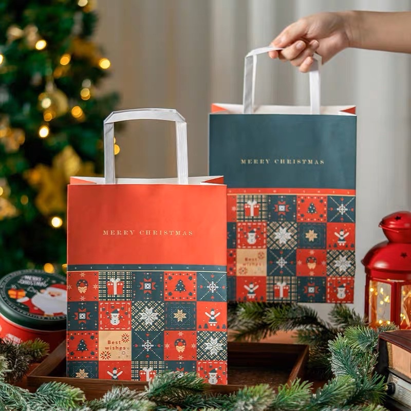 ▵甜日莊烘焙▵ 聖誕手提袋 烘焙點心甜點袋 聖誕禮物袋 包裝袋 紙袋 糯米船牛軋餅雪Q餅 巧克力 蛋糕糖果餅乾