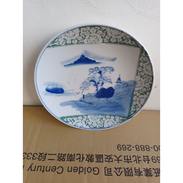 台灣全新早期碗盤古董碗盤手繪青花釉下彩