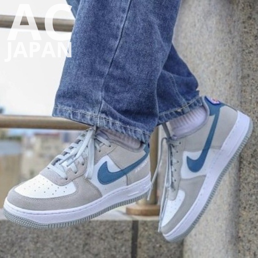 【限時免運】Nike Air Force 1 灰藍 麂皮 拼接 刺繡 休閒 潮流 男鞋 女鞋 DH7568-001