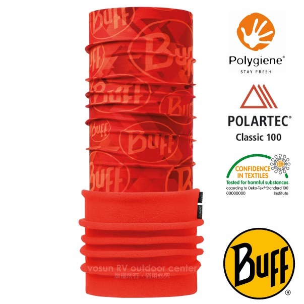 【西班牙 BUFF】POLARTEC 加長型超彈性保暖魔術頭巾/可當圍巾_口罩_圍脖帽子_燃橘BUFF_115287