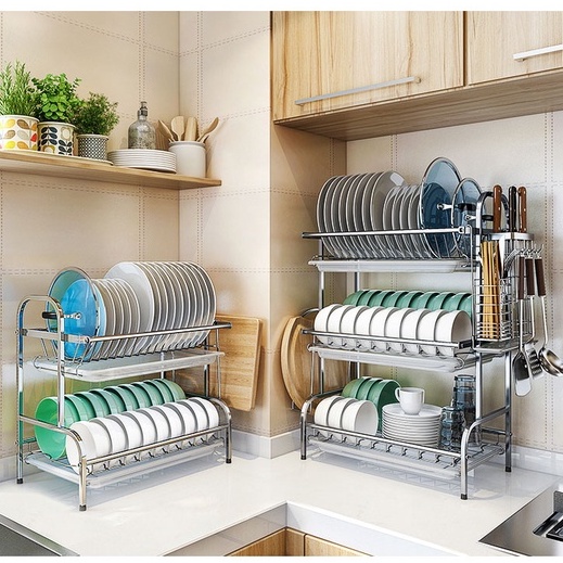 【不鏽鋼瀝水架】✨雙層碗碟架✨廚房收納/H型雙層碗盤瀝水架-瀝水架-碗碟架/多功能