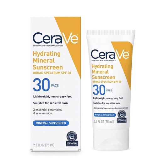 cerave適樂膚物理防曬含玻尿酸及煙先安白色