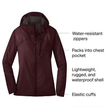 全新正品OR Outdoor Research Helium Rain 女用風雨衣Elk色XS號輕量登山健行