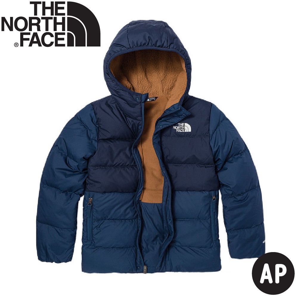 【The North Face 童 600FP 羽絨外套AP《藍》】7UML/防潑水/防風/連帽/羽絨