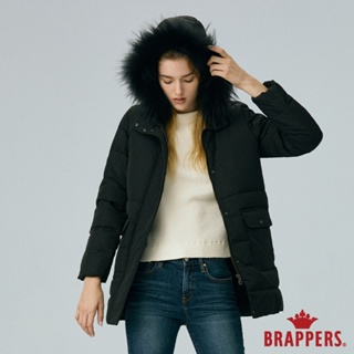 BRAPPERS 女款 可拆帽中長版羽絨外套-黑