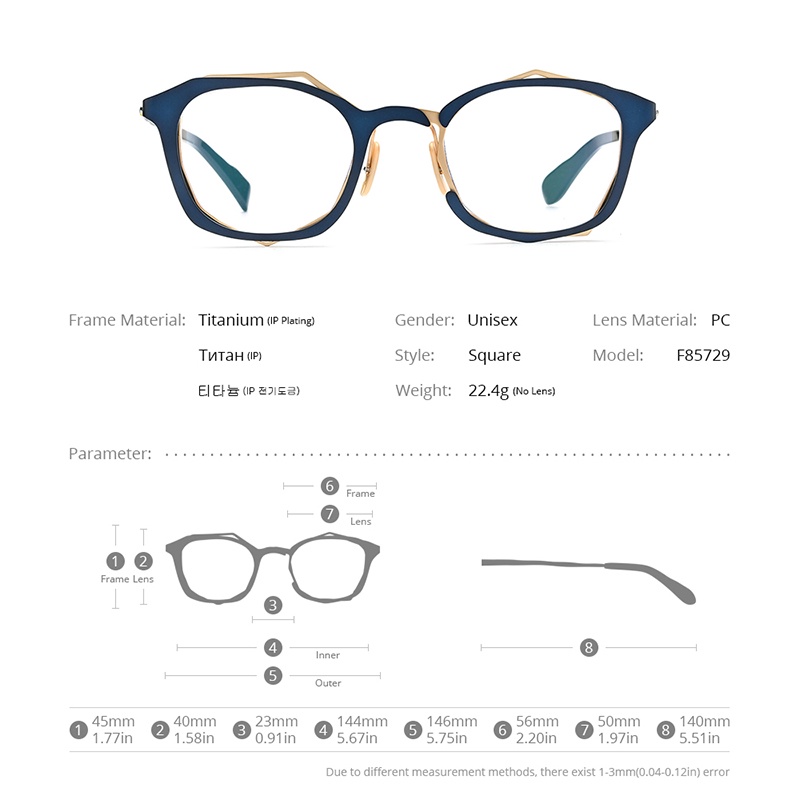 Image of Fonex 純鈦眼鏡框男士 2022 新款復古復古方形眼鏡光學眼鏡 F85729 #2