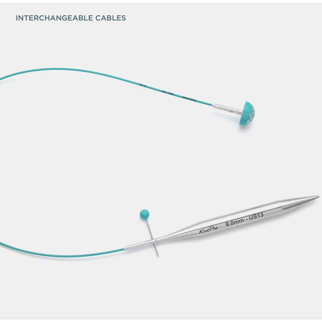 KnitPro Mindful Teal 組合式輪針藍綠色連接線 (可旋轉與不可旋轉)