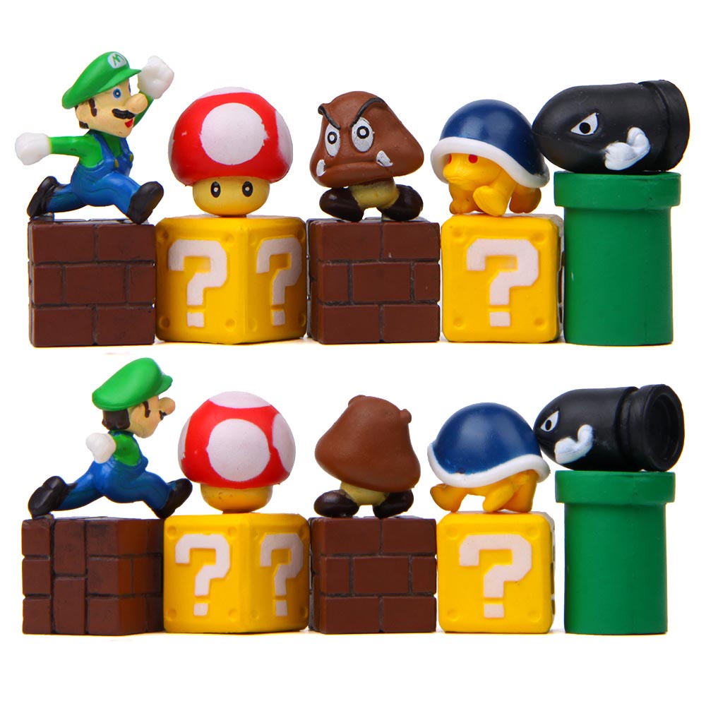 可選款 馬力歐Mario（可自行組合）超級瑪麗 瑪莉歐 馬力歐 路易基 問號牆 子彈 蘑菇 蛋糕裝飾 微景觀造景公仔