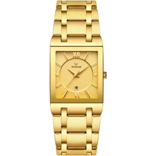 Wwoor新款8858鋼帶手錶防水石英表日曆男錶商務男錶