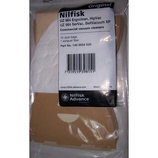 nilfisk UZ964,無塵室吸塵器,集塵紙袋,不可重覆使用,原廠公司貨,10個/包,含稅價,開三聯式發票